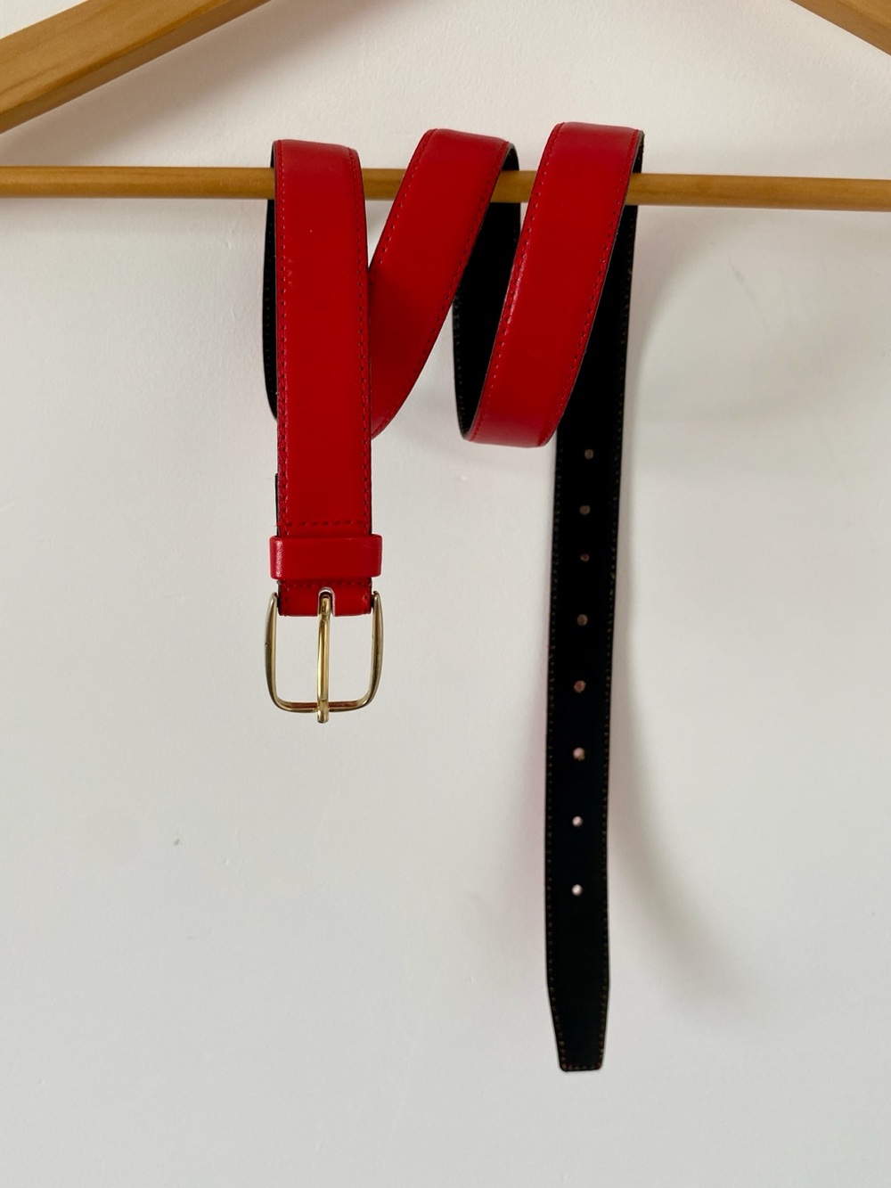 Chambord Vintage Red Genuine Leather Belt Made in France 41 Inches